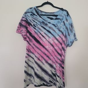 Torrid Destructed Tie Dye Relaxed Fit Tee